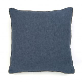 Подушка из голубого хлопка с серым шелковым кантом